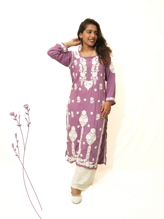 Meena modal chikankari Long kurti