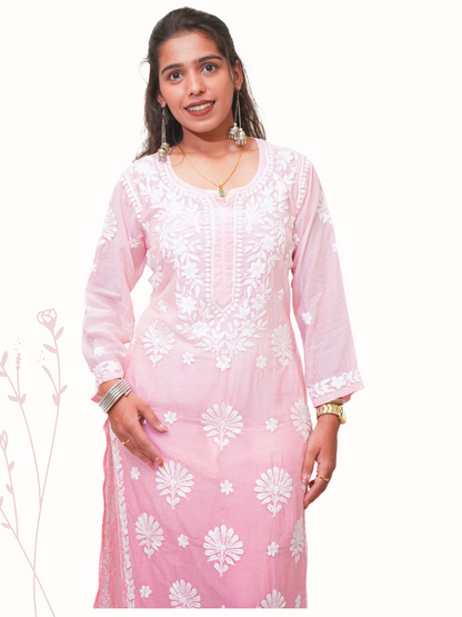 Noor muslin chikankari Long kurti