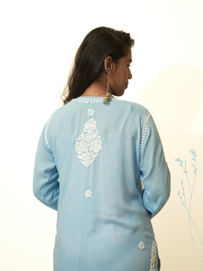Meena modal chikankari Long kurti