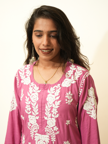 Meena modal chikankari Long kurti