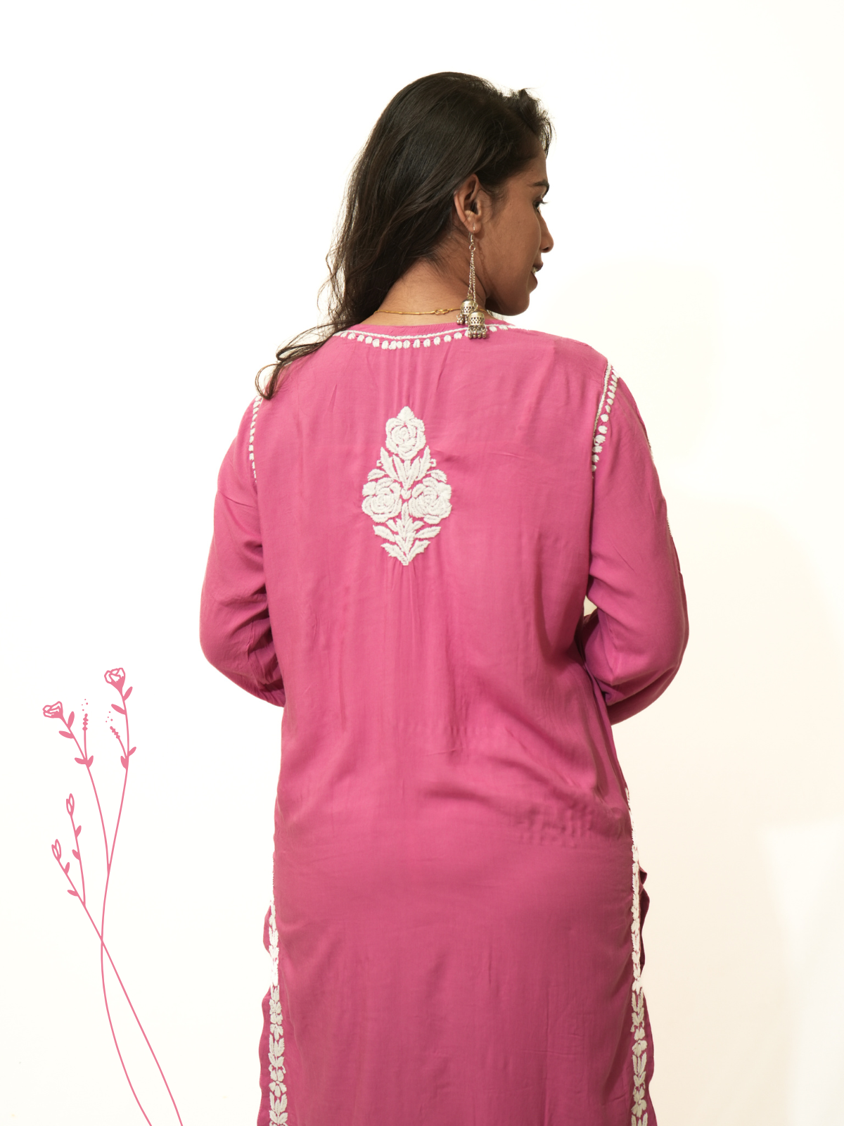Meena modal chikankari Long kurti