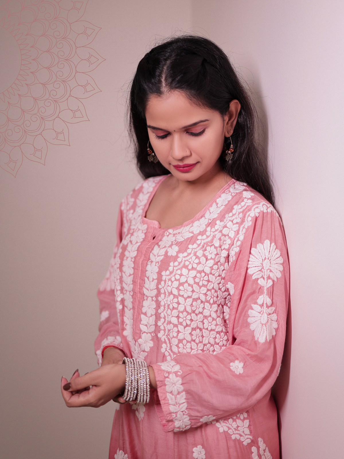 Noor muslin chikankari Long kurti
