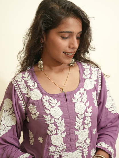 Meena modal chikankari Long kurti