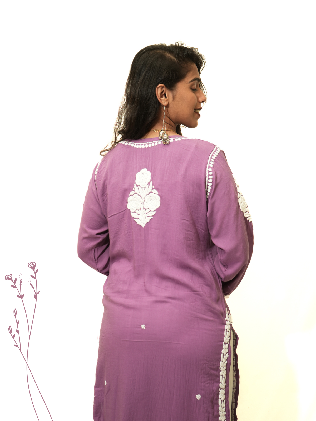 Meena modal chikankari Long kurti