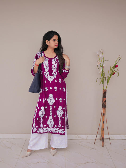 Meena modal chikankari Long kurti