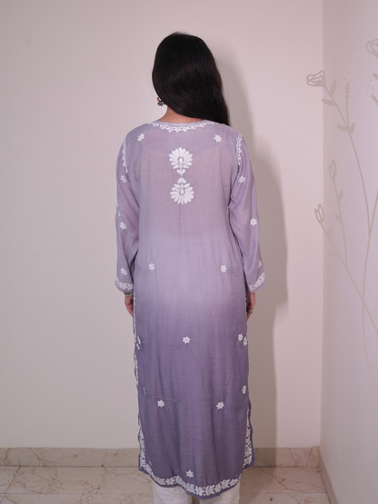 Noor muslin chikankari Long kurti