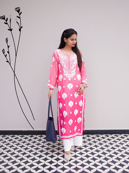 Noor muslin chikankari Long kurti