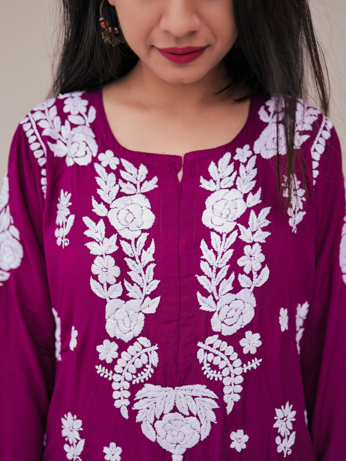 Meena modal chikankari Long kurti