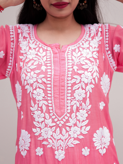 Noor muslin chikankari Long kurti