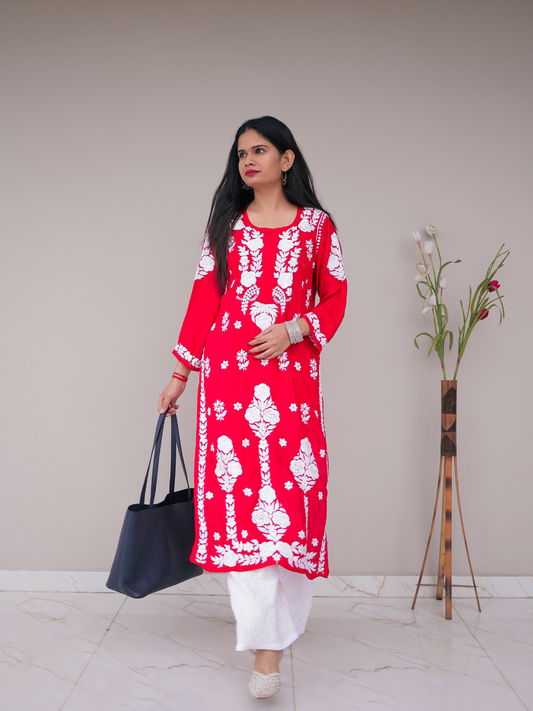 Meena modal chikankari Long kurti