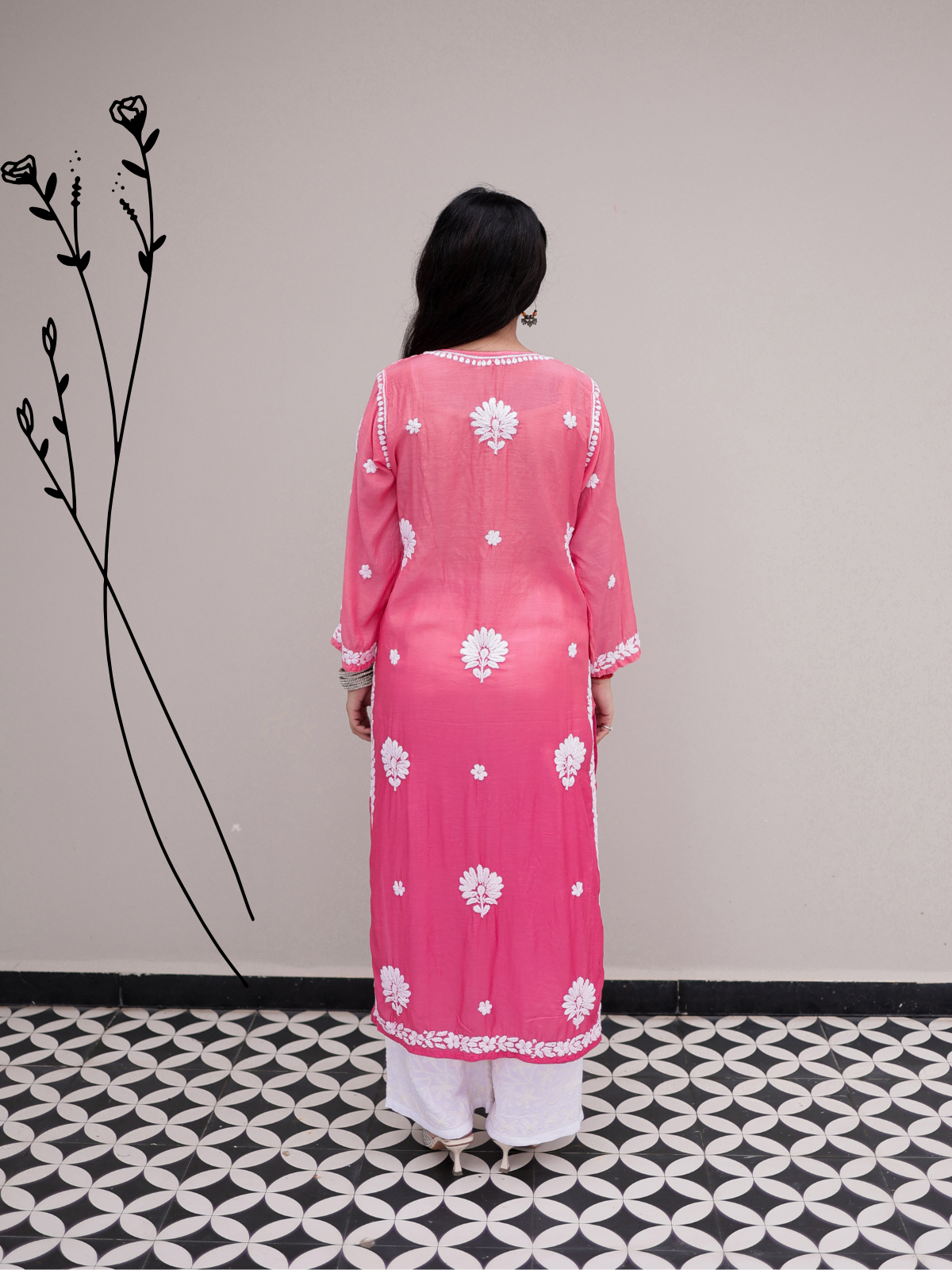 Noor muslin chikankari Long kurti