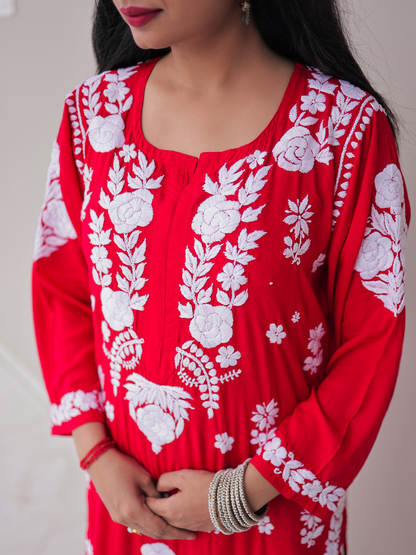 Meena modal chikankari Long kurti