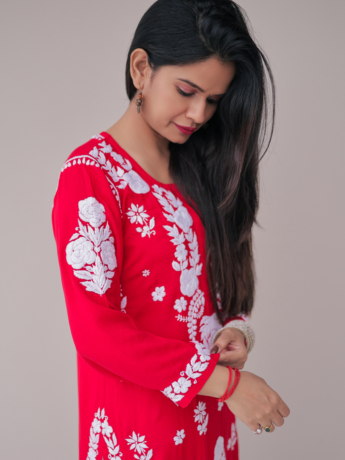 Meena modal chikankari Long kurti