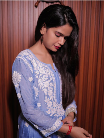Noor muslin chikankari Long kurti