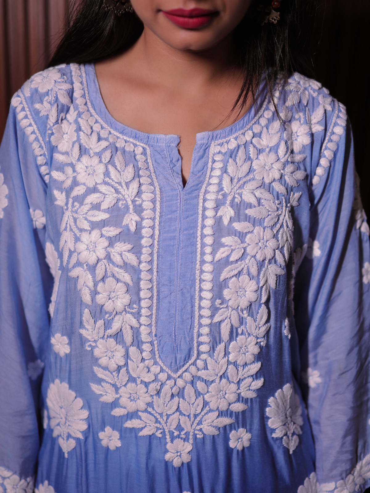 Noor muslin chikankari Long kurti