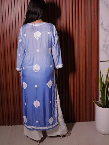 Noor muslin chikankari Long kurti
