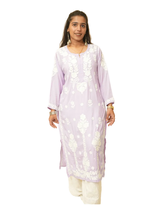 Meena modal chikankari Long kurti