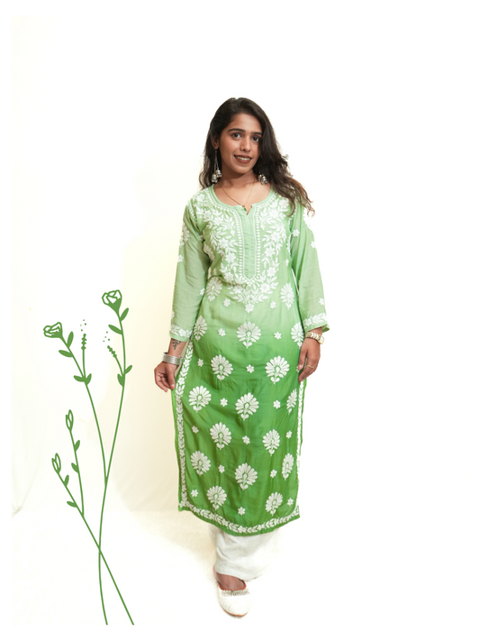 Noor muslin chikankari Long Kurti