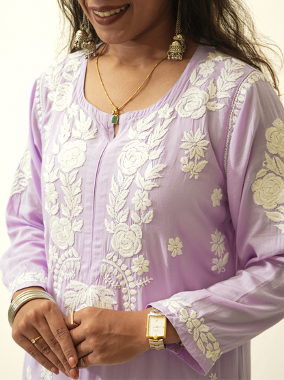 Meena modal chikankari Long kurti