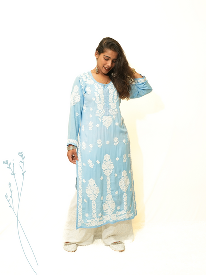 Meena modal chikankari Long kurti
