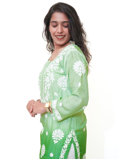 Noor muslin chikankari Long Kurti