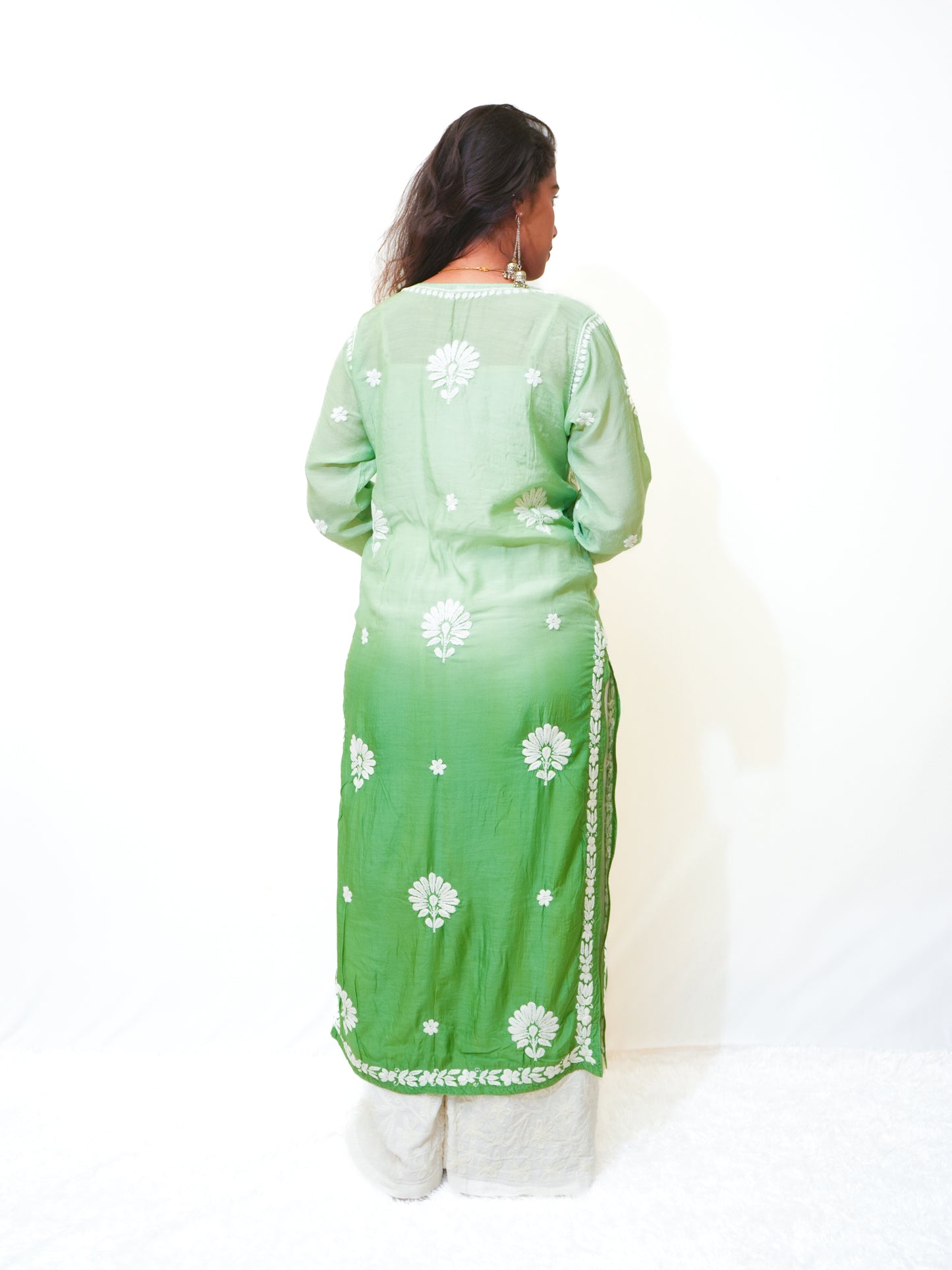 Noor muslin chikankari Long Kurti