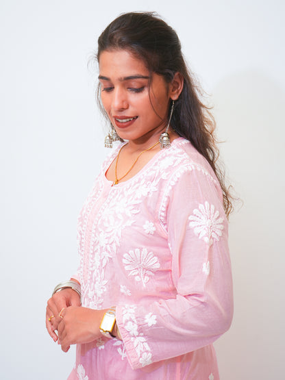 Noor muslin chikankari Long kurti