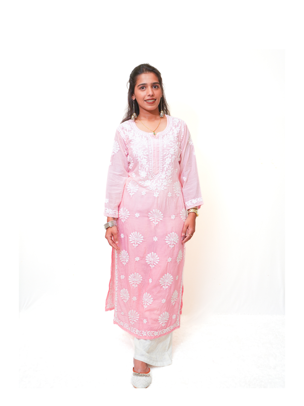 Noor muslin chikankari Long kurti
