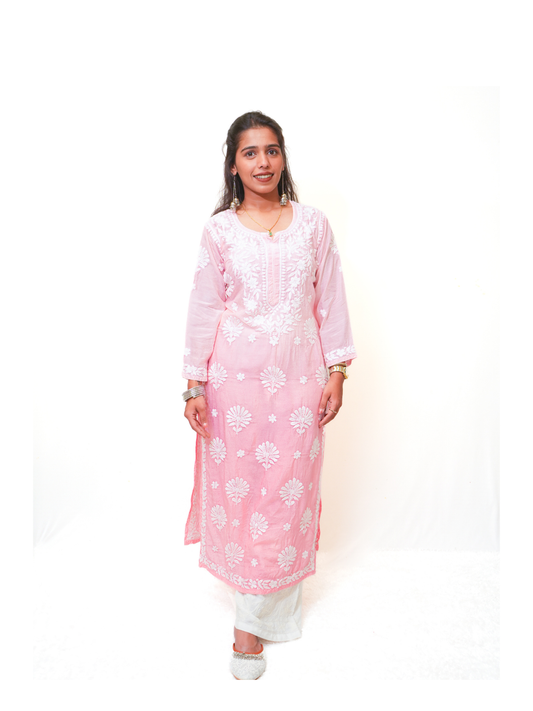 Noor muslin chikankari Long kurti